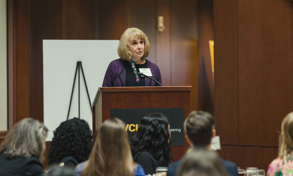 Pamela Faggert, former chief environmental officer and senior vice president of sustainability at Dominion Energy, addressed a gathering of more than 100 at the 2019 VCU College of Engineering’s Women in Engineering Luncheon