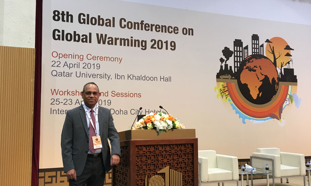 Ram Gupta at a global warming conference